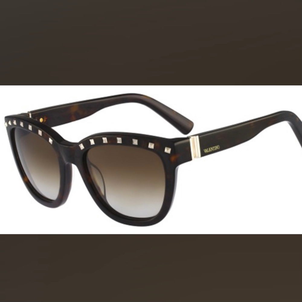 Valentino Dark Brown Havana Studded Sunglasses